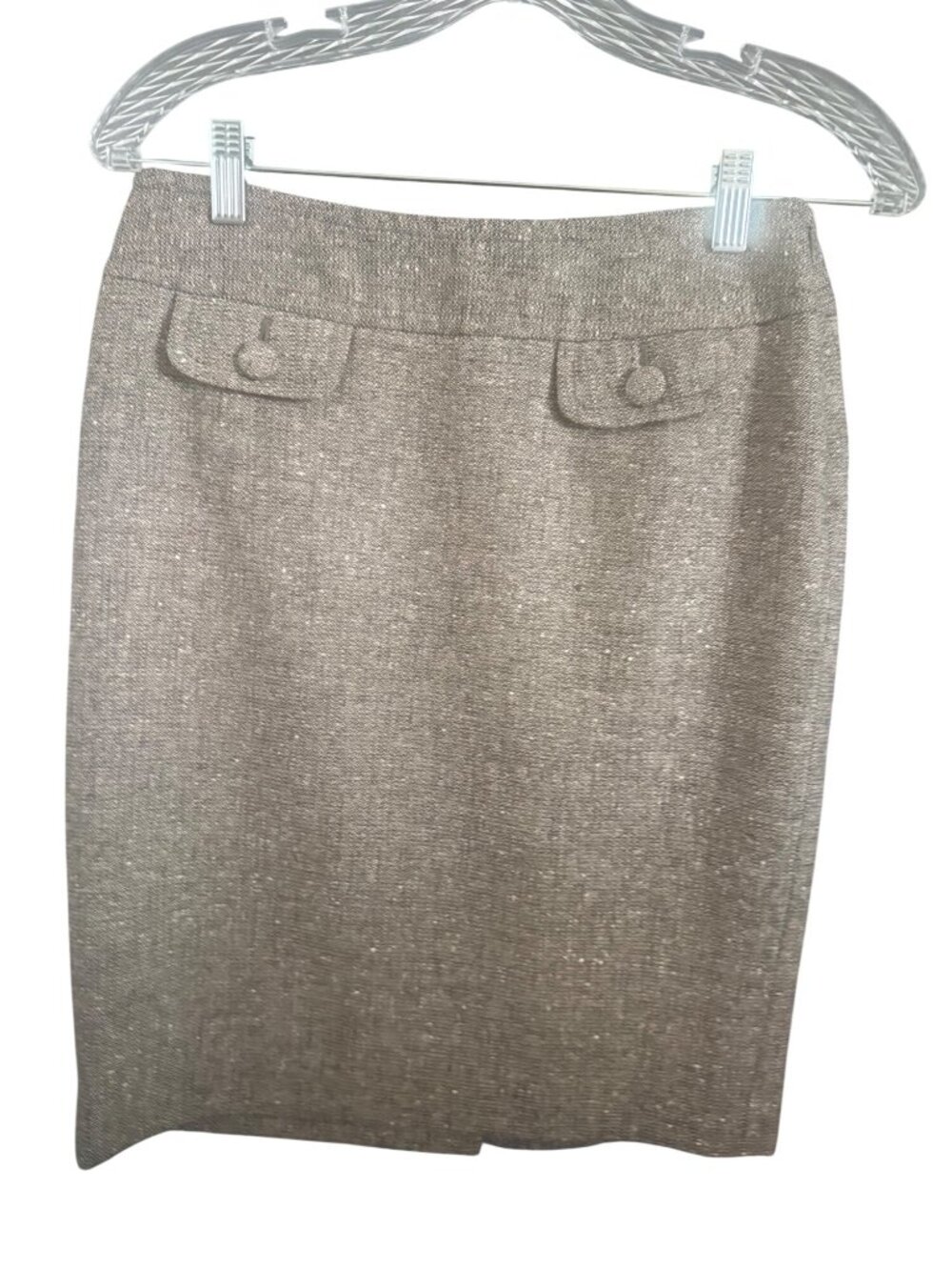 The Limited Womens Brown Tweed Pencil Skirt Size 0 With Back Slit & Decorative P